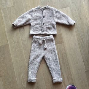 Oh Baby tan fuzzy pants set 6-12 mo.